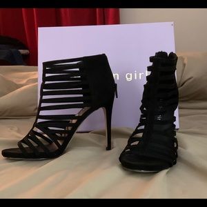 Madden Girl Lexi Black Fabric Caged Sandal